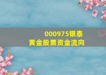 000975银泰黄金股票资金流向