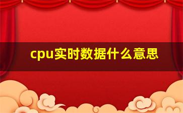 cpu实时数据什么意思