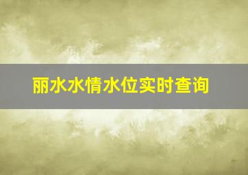 丽水水情水位实时查询