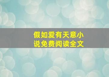 假如爱有天意小说免费阅读全文