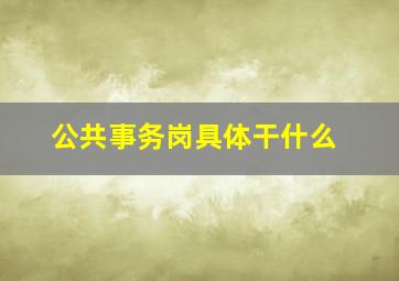 公共事务岗具体干什么