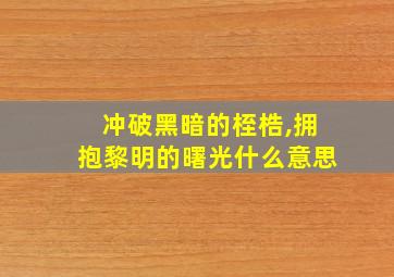 冲破黑暗的桎梏,拥抱黎明的曙光什么意思