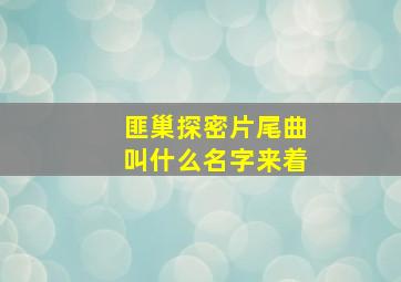 匪巢探密片尾曲叫什么名字来着