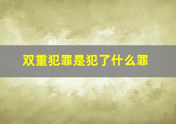 双重犯罪是犯了什么罪