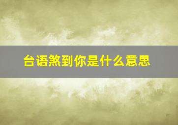 台语煞到你是什么意思