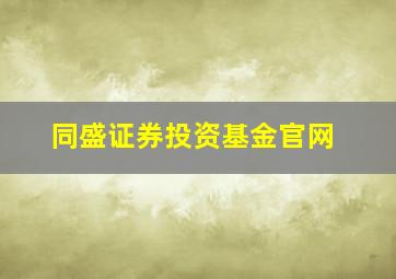 同盛证券投资基金官网