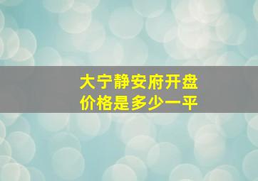 大宁静安府开盘价格是多少一平