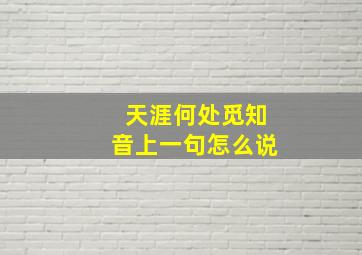 天涯何处觅知音上一句怎么说