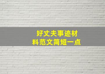 好丈夫事迹材料范文简短一点