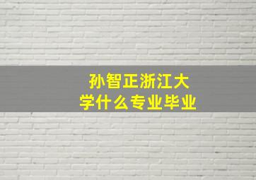 孙智正浙江大学什么专业毕业