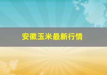 安徽玉米最新行情