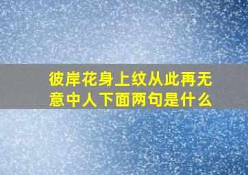 彼岸花身上纹从此再无意中人下面两句是什么