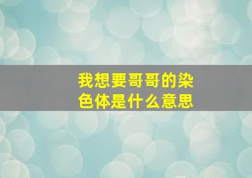 我想要哥哥的染色体是什么意思