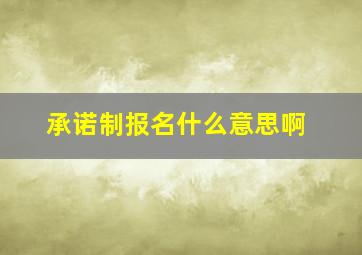 承诺制报名什么意思啊