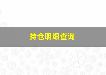 持仓明细查询