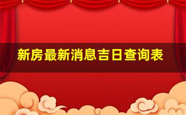 新房最新消息吉日查询表