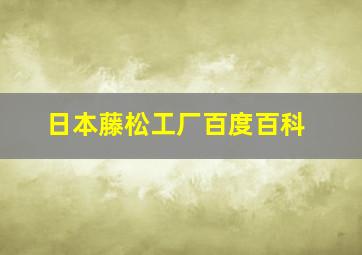 日本藤松工厂百度百科