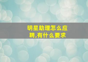 明星助理怎么应聘,有什么要求