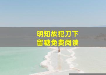 明知故犯刀下留糖免费阅读