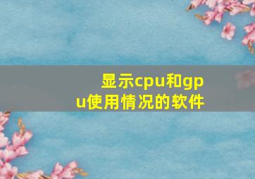 显示cpu和gpu使用情况的软件