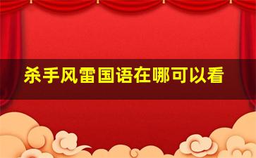 杀手风雷国语在哪可以看