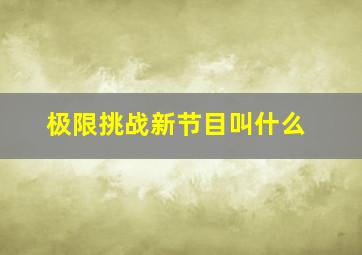 极限挑战新节目叫什么