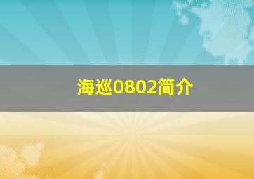 海巡0802简介