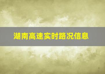 湖南高速实时路况信息