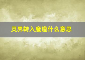 灵界转入魔道什么意思