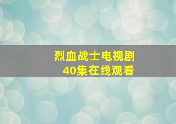 烈血战士电视剧40集在线观看