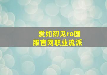 爱如初见ro国服官网职业流派