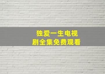 独爱一生电视剧全集免费观看