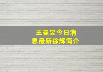 王曼昱今日消息最新徐辉简介