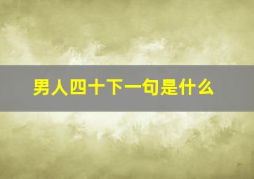 男人四十下一句是什么