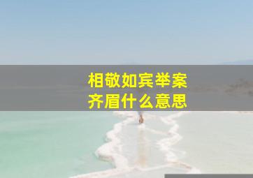 相敬如宾举案齐眉什么意思