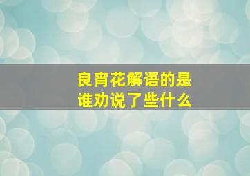 良宵花解语的是谁劝说了些什么