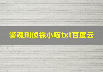 警魂刑侦徐小喵txt百度云