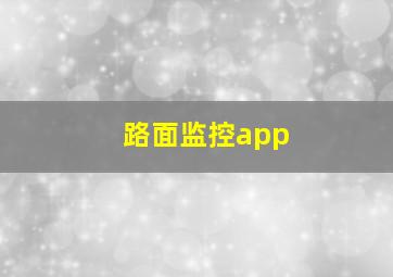 路面监控app