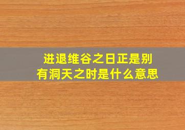 进退维谷之日正是别有洞天之时是什么意思