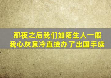 那夜之后我们如陌生人一般我心灰意冷直接办了出国手续