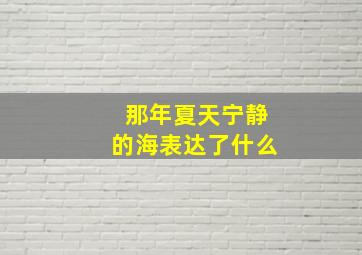 那年夏天宁静的海表达了什么