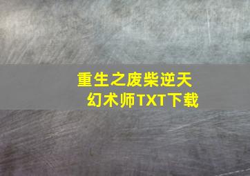 重生之废柴逆天幻术师TXT下载