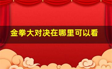 金拳大对决在哪里可以看