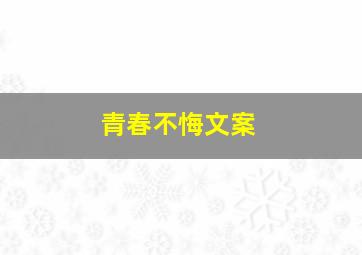 青春不悔文案