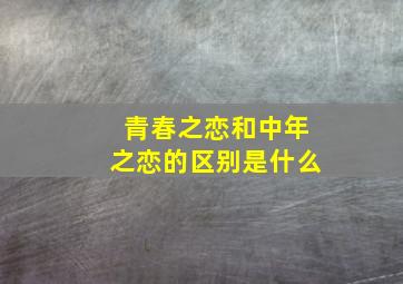 青春之恋和中年之恋的区别是什么