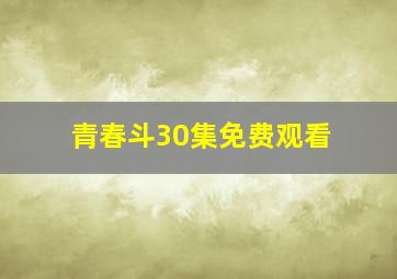 青春斗30集免费观看