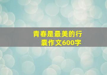 青春是最美的行囊作文600字