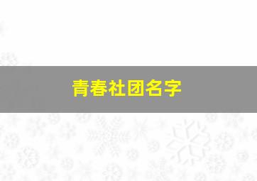 青春社团名字