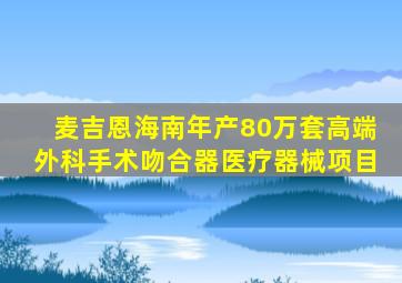 麦吉恩海南年产80万套高端外科手术吻合器医疗器械项目