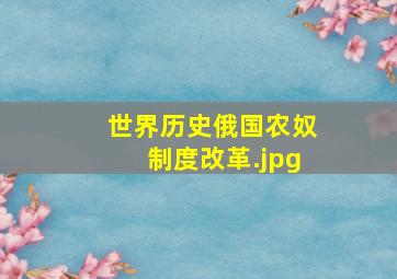 世界历史俄国农奴制度改革